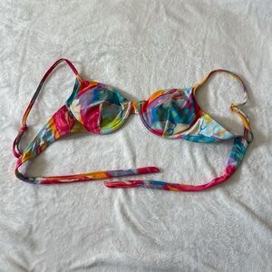 SHEIN Multicolor Pink Blue Yellow Green Printed Bikini Top